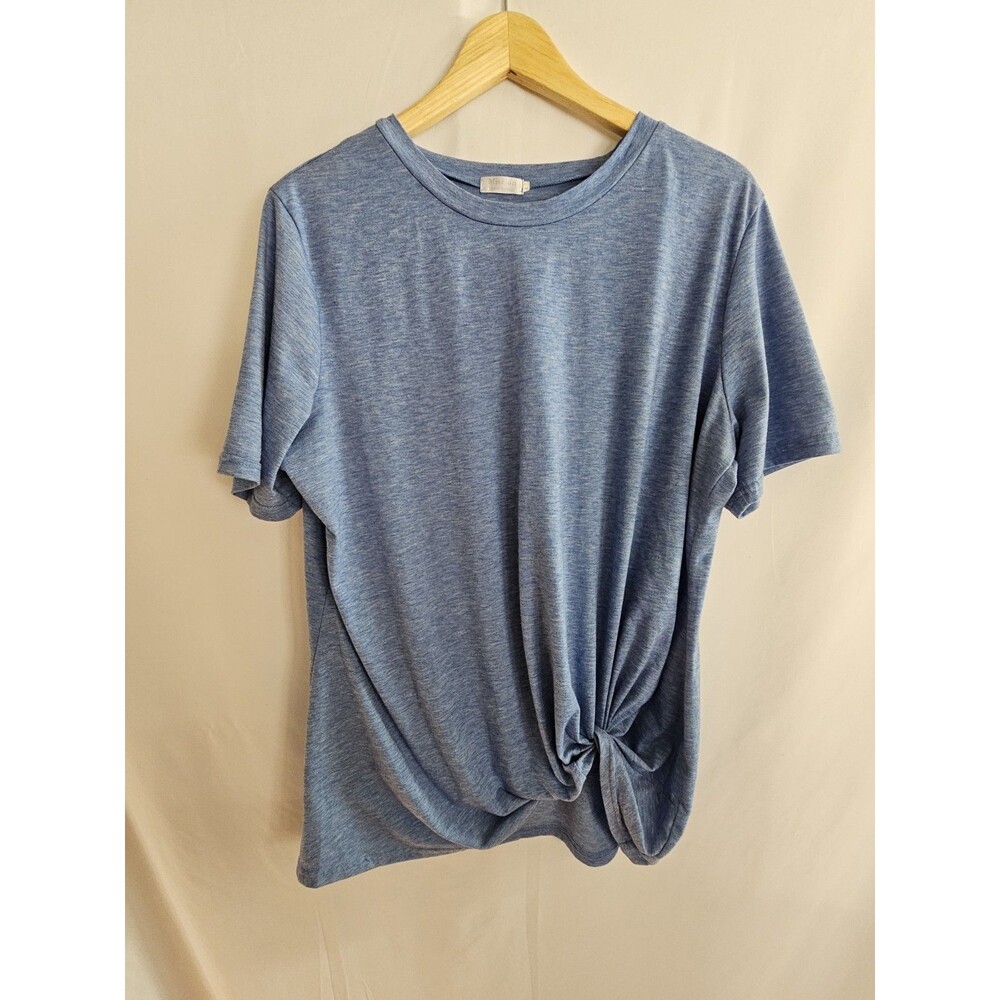 Miselon Blue Heather Side Knot Tee Womens Size 2X Short Sleeve Top